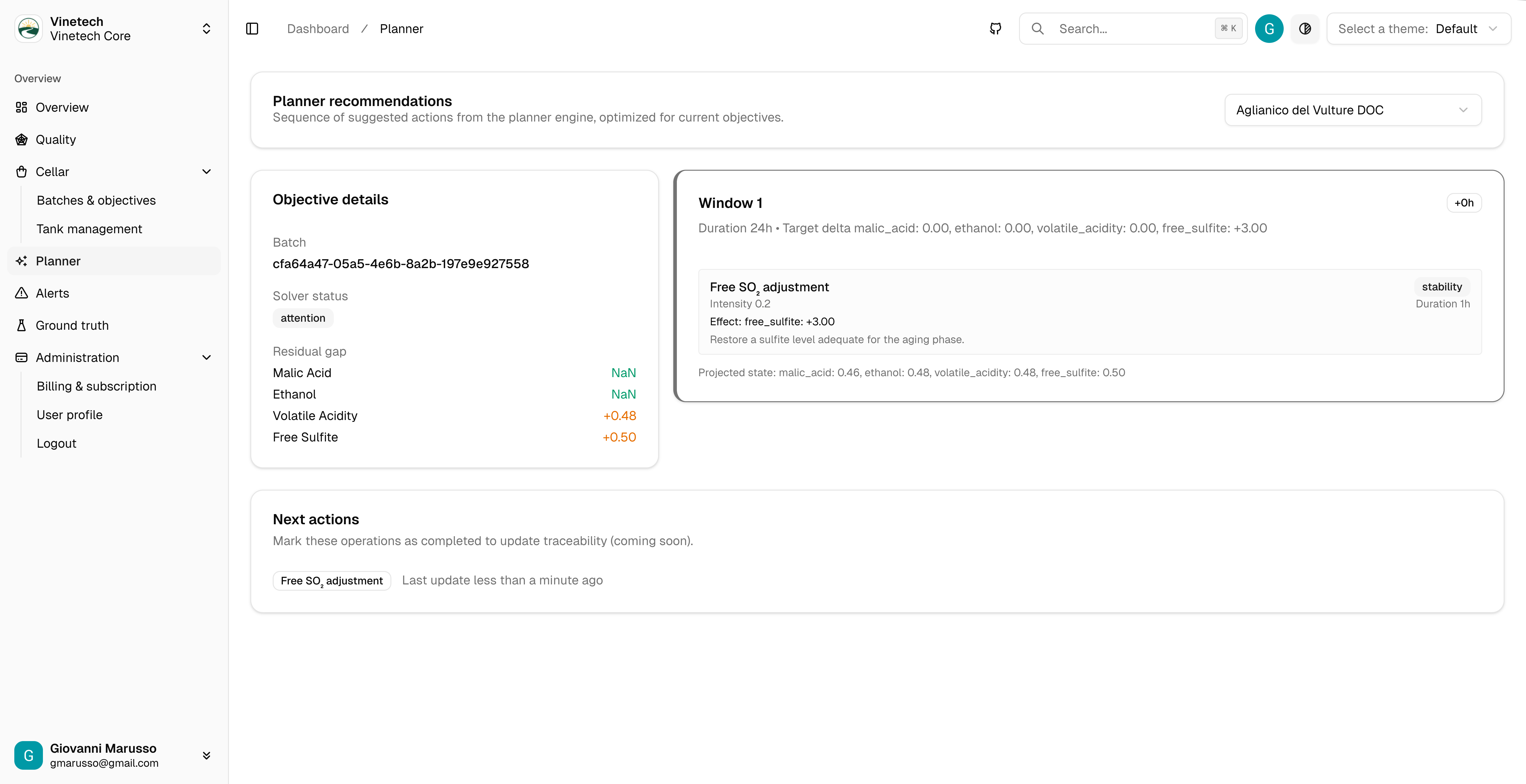 Cellar instructions UI